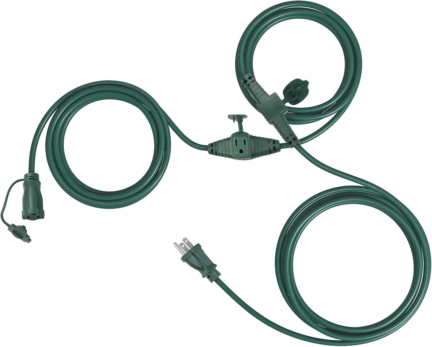 DEWENWILS 25 Ft Outdoor Extension Cord Multiple Outlets, Evenly Spaced 3 Outlets Plugs with Safety Cover, 16/3 SJTW Weatherproof Wire for Christmas Outdoor Lights and Holiday Decorations, UL Listed