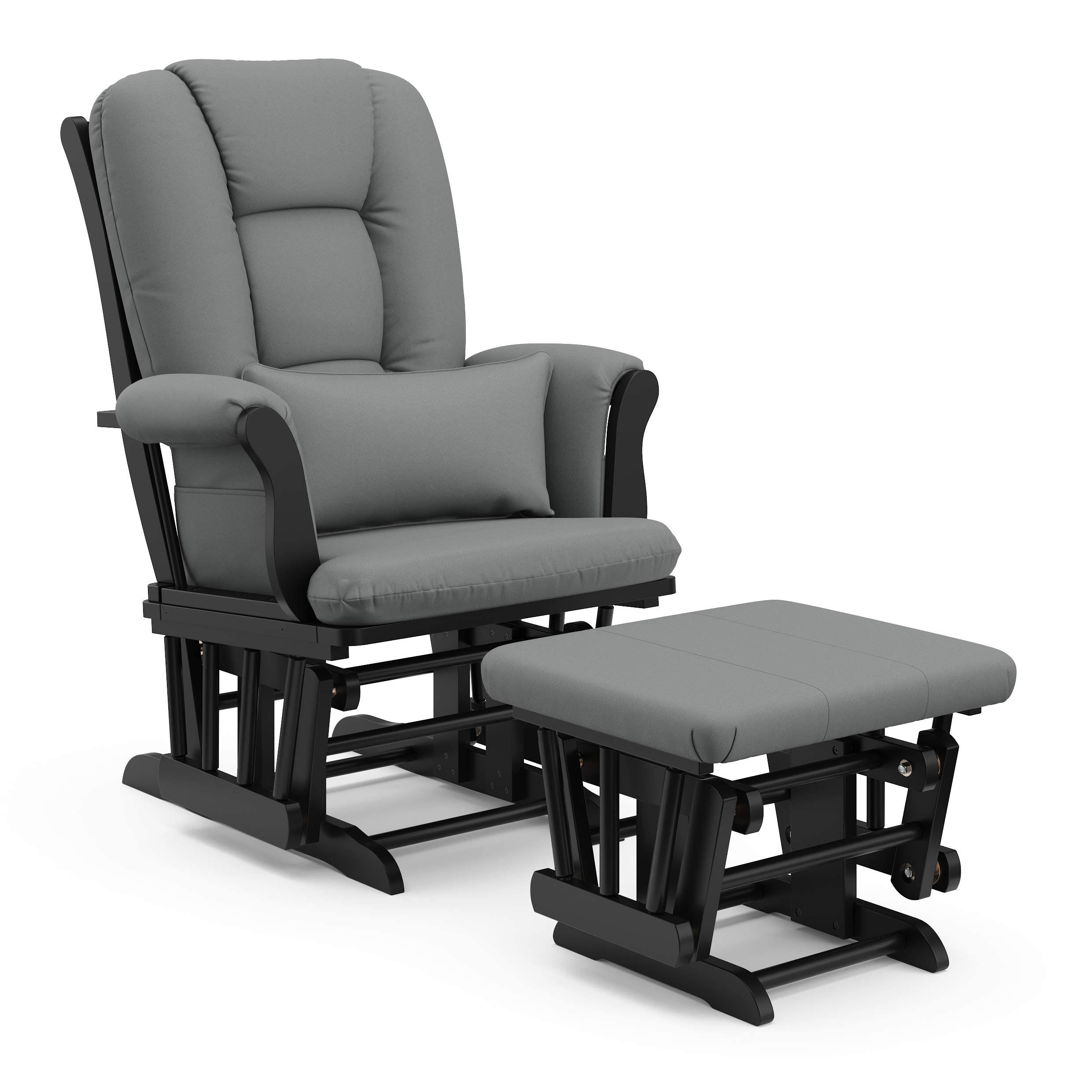 Storkcraft Tuscany Black Glider and Ottoman - Gray