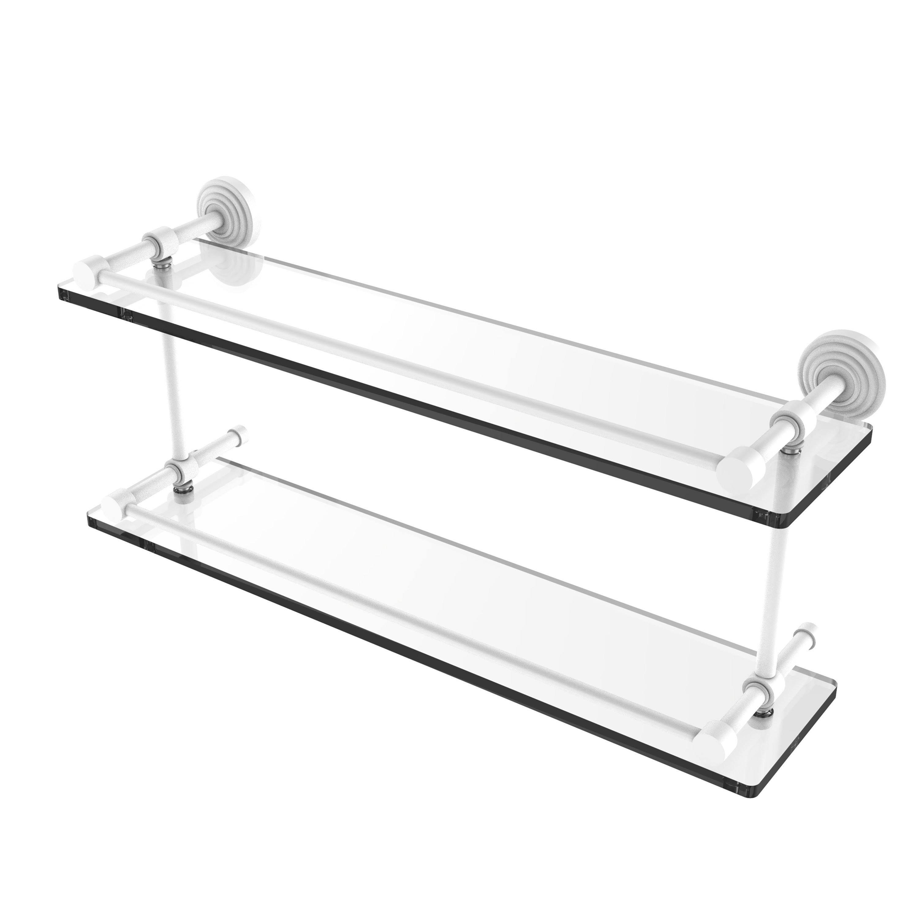 Allied Brass Waverly Place 22 inch Double Glass Shelf Gallery Rail Matte White
