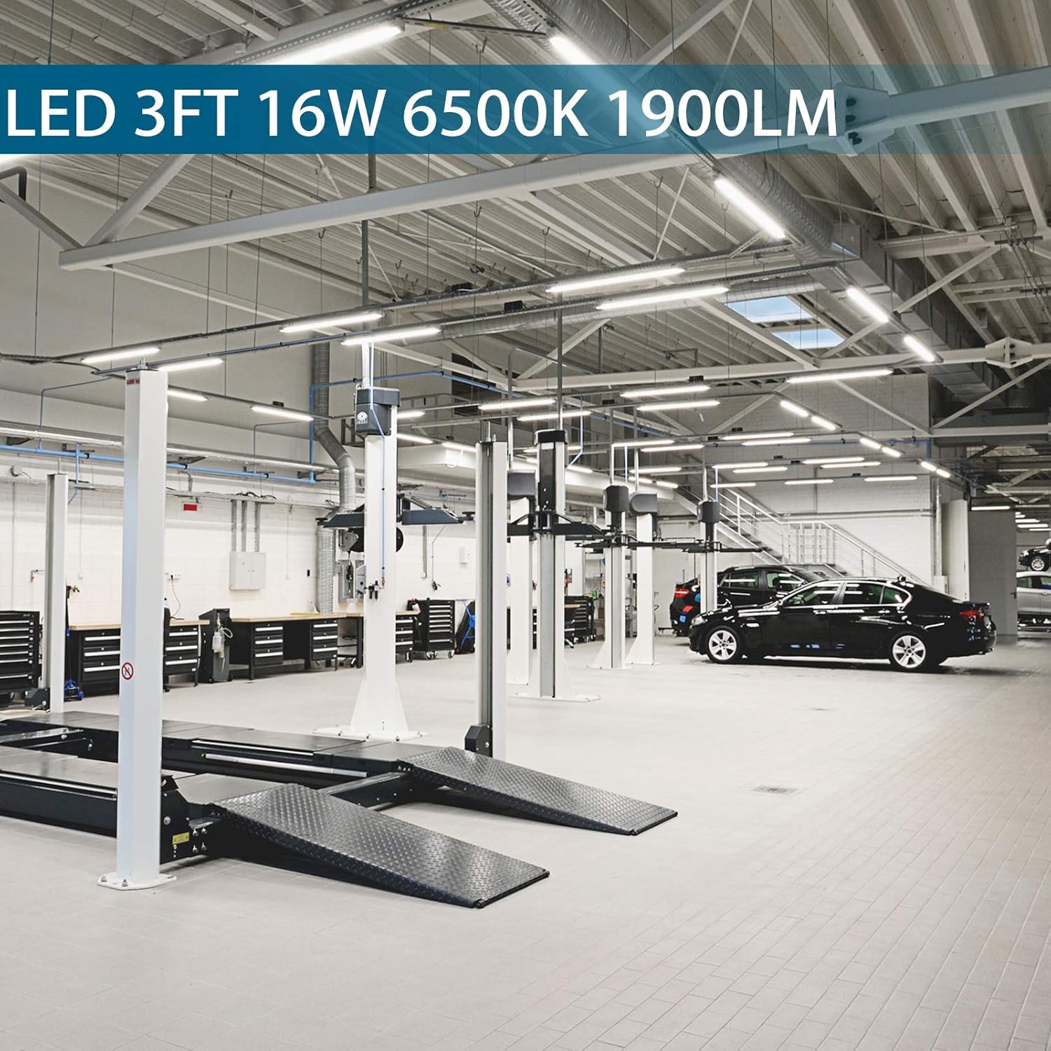 (Pack of 6) Barrina LED T5 Integrated Single Fixture, 3FT, 6500K (Super Bright White), Utility Shop Light, Ceiling and Under Cabinet Light, ETL Listed, Corded Electric with Built-in ON/Off Switch