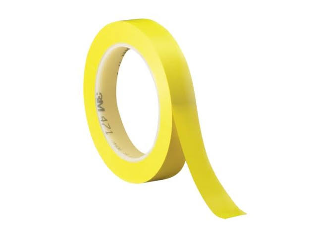 3M Vinyl Tape 471 Yellow 1/2x22 x 36 Yard Roll (3 Pack)