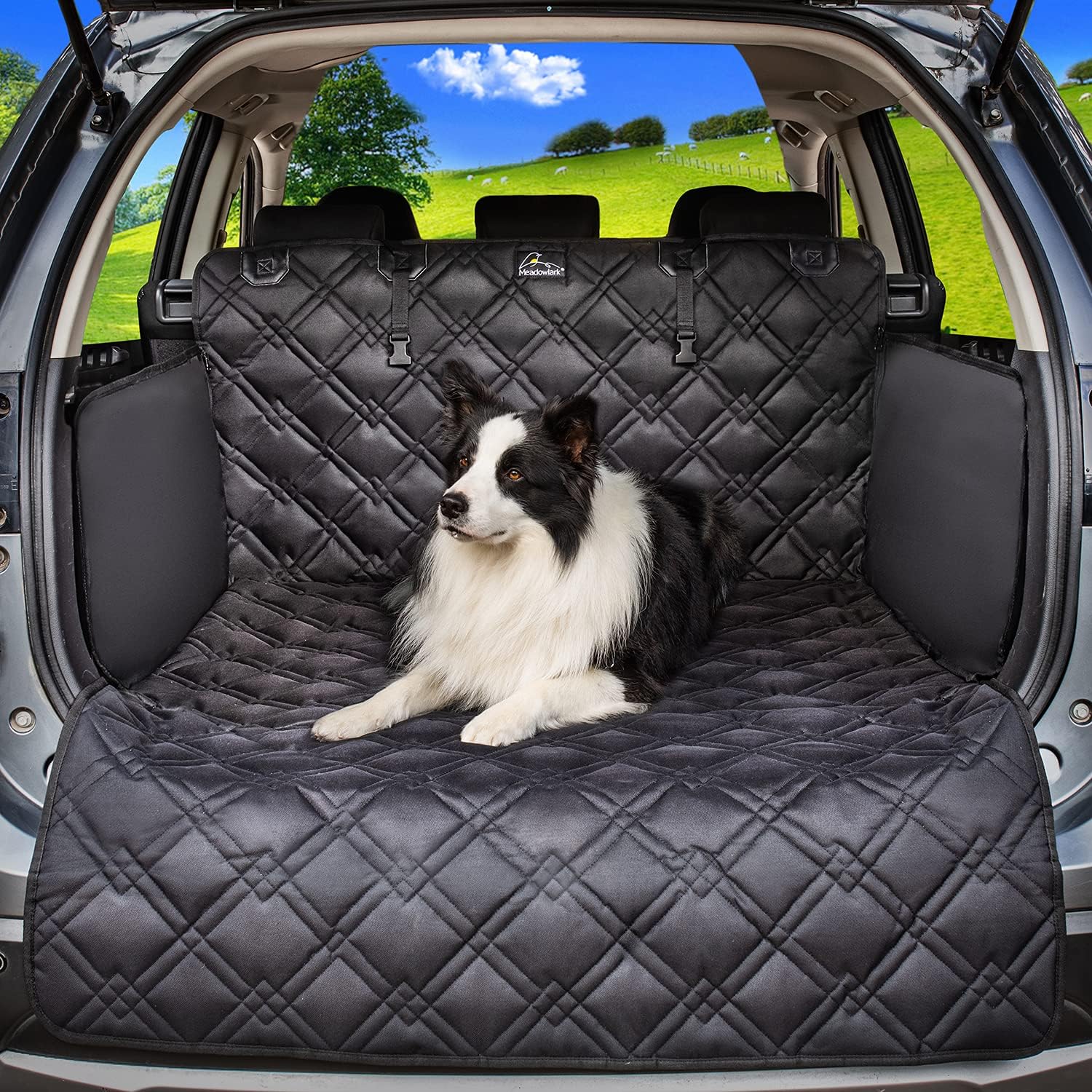 Meadowlark SUV Cargo Liner Dog Seat Covers, Large, Double Stitched & Extra Padded, Waterproof, Anti Shock, Non-Slip, Dog Car Seat Cover Trunk Mat, Dog Accessories, Pet Car Seat Protector for Fur & Mud Pack of 2