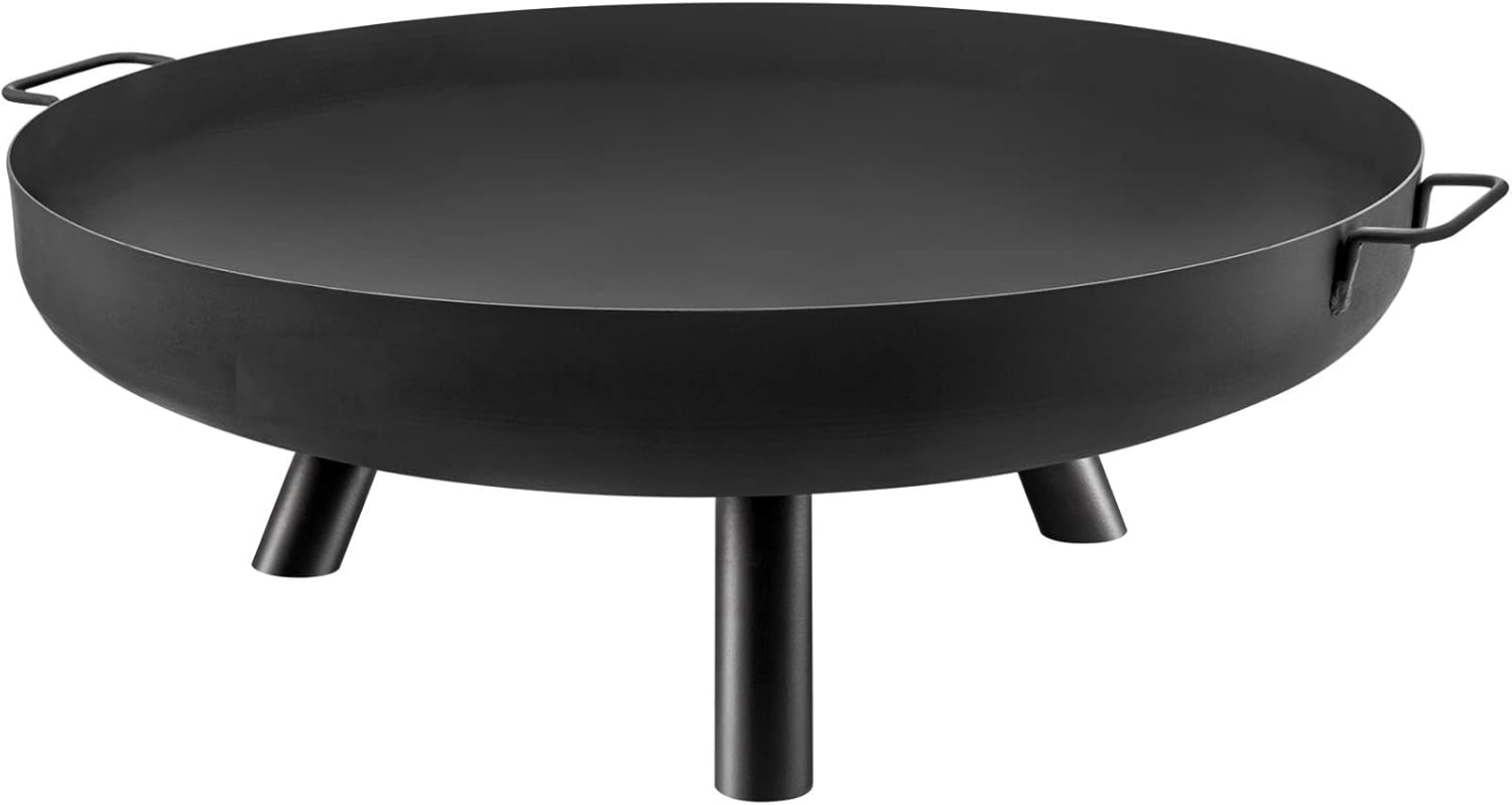 VEVOR Fire Pit Bowl, 28-Inch Diameter Round Carbon Steel Fire Bowl, Wood Burning for Outdoor Patios, Backyards & Camping Uses, with A Drain Hole, Portable Handles and A Firewood Stick, Black