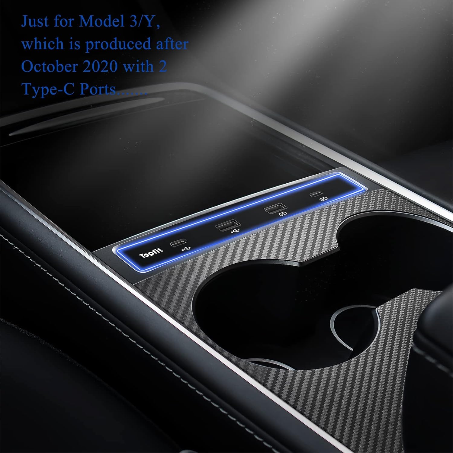 ShowEv Tesla Model Y/3 USB Hub Port Adapter,Center Console Docking Station Organizer for 2021 2022 Tesla Model 3/Y Pack of 2