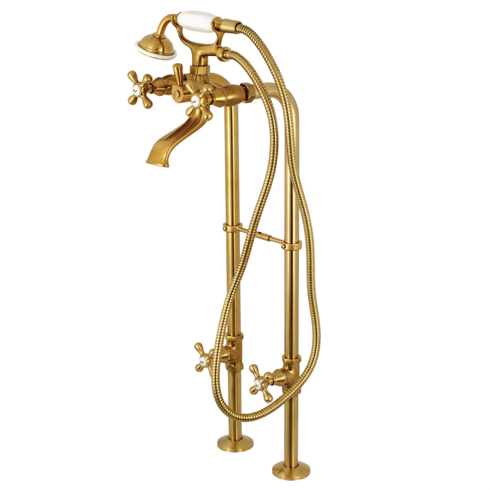 Kingston Brass CCK266K7 Freestanding Tub Faucet Package Brushed Brass