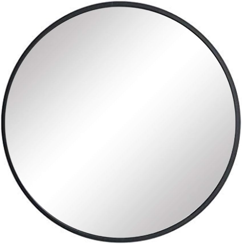 FANYUSHOW Large Metal Frame Circle Mirror, 24&rdquo; Wall-Mounted Circular Mirror for Bedroom, Bathroom, Living Room, Entryway, Vanity Mirror, Black