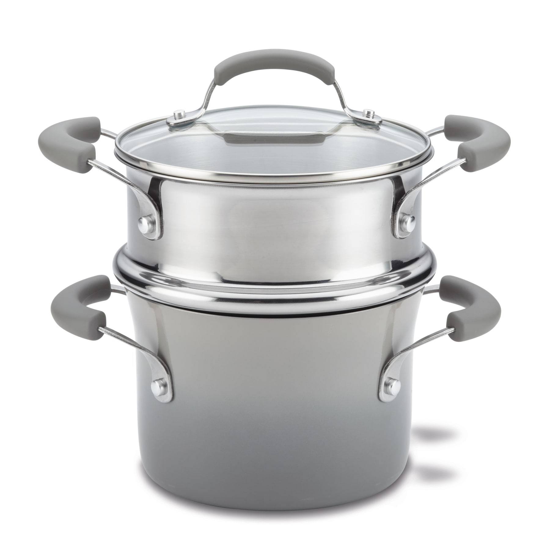 Rachael Ray Porcelain Nonstick Steamer Set, Red, 3 qt