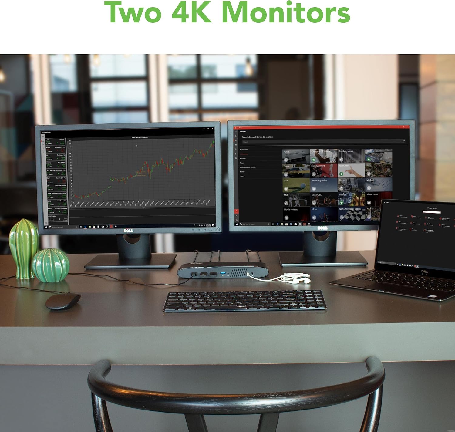Plugable USB 3.0 Dual 4K Display Horizontal Docking Station with DisplayPort and HDMI for Windows and Mac (Dual 4K DisplayPort & HDMI, Gigabit Ethernet, Audio, 6 USB Ports)