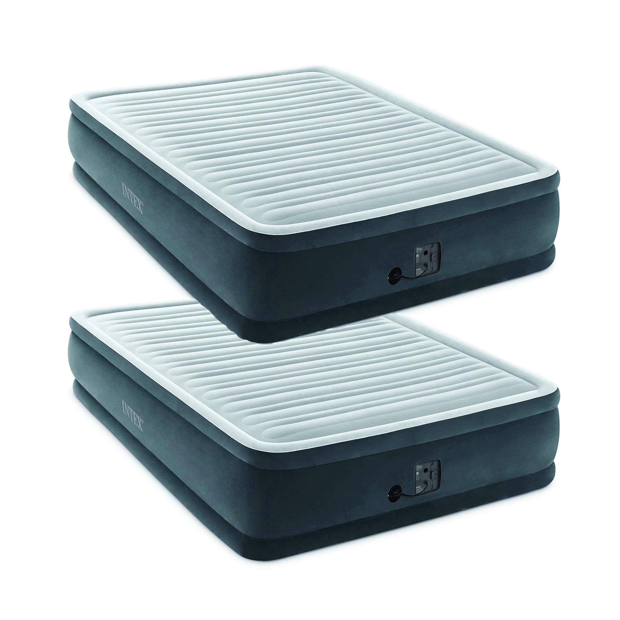 Intex Dura Beam Plus Series Elevated Mattress Airbed with Pump, Queen (2 Pack)