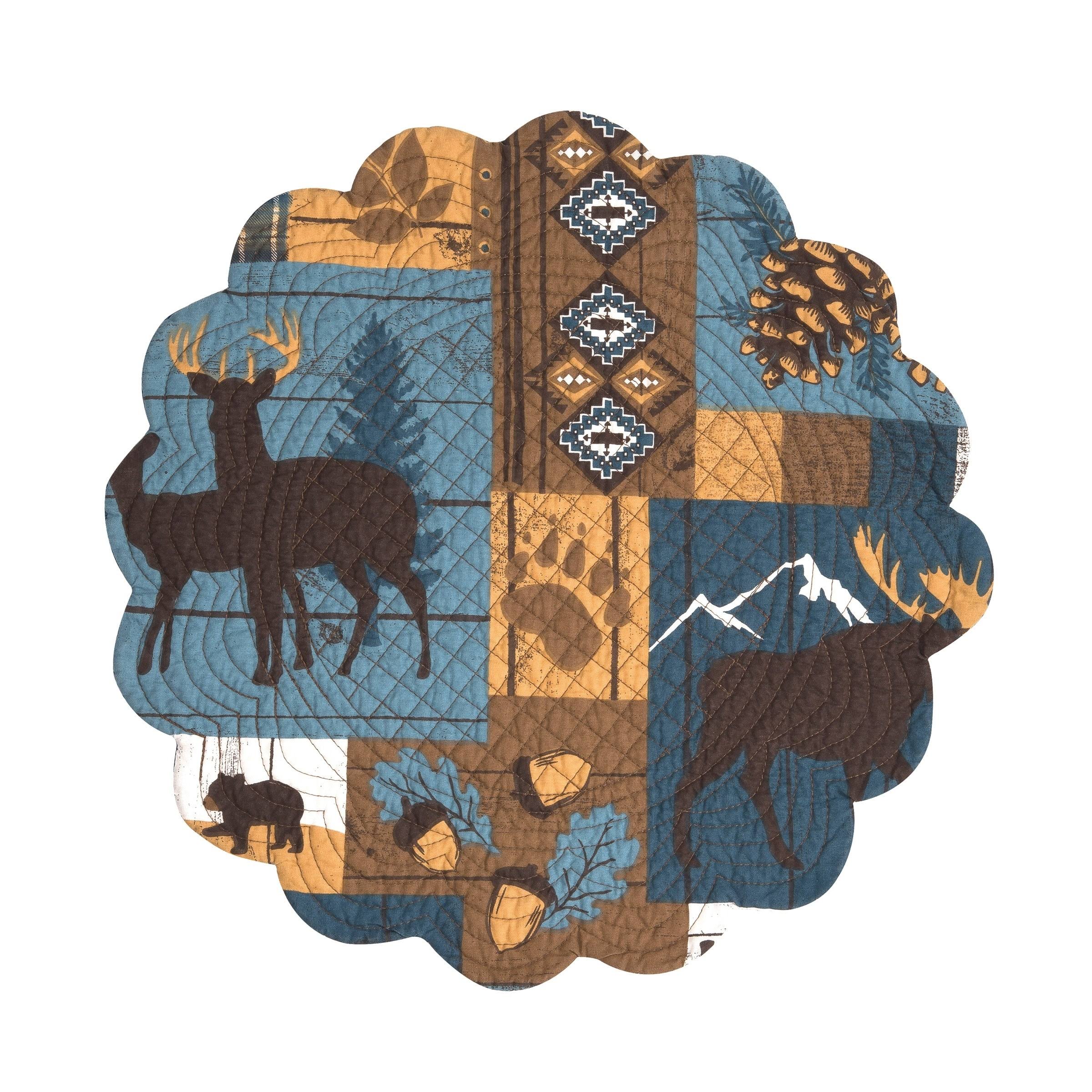 Cu0026F Home Timber Trails Sky Round Thanksgiving Placemat Set of 6