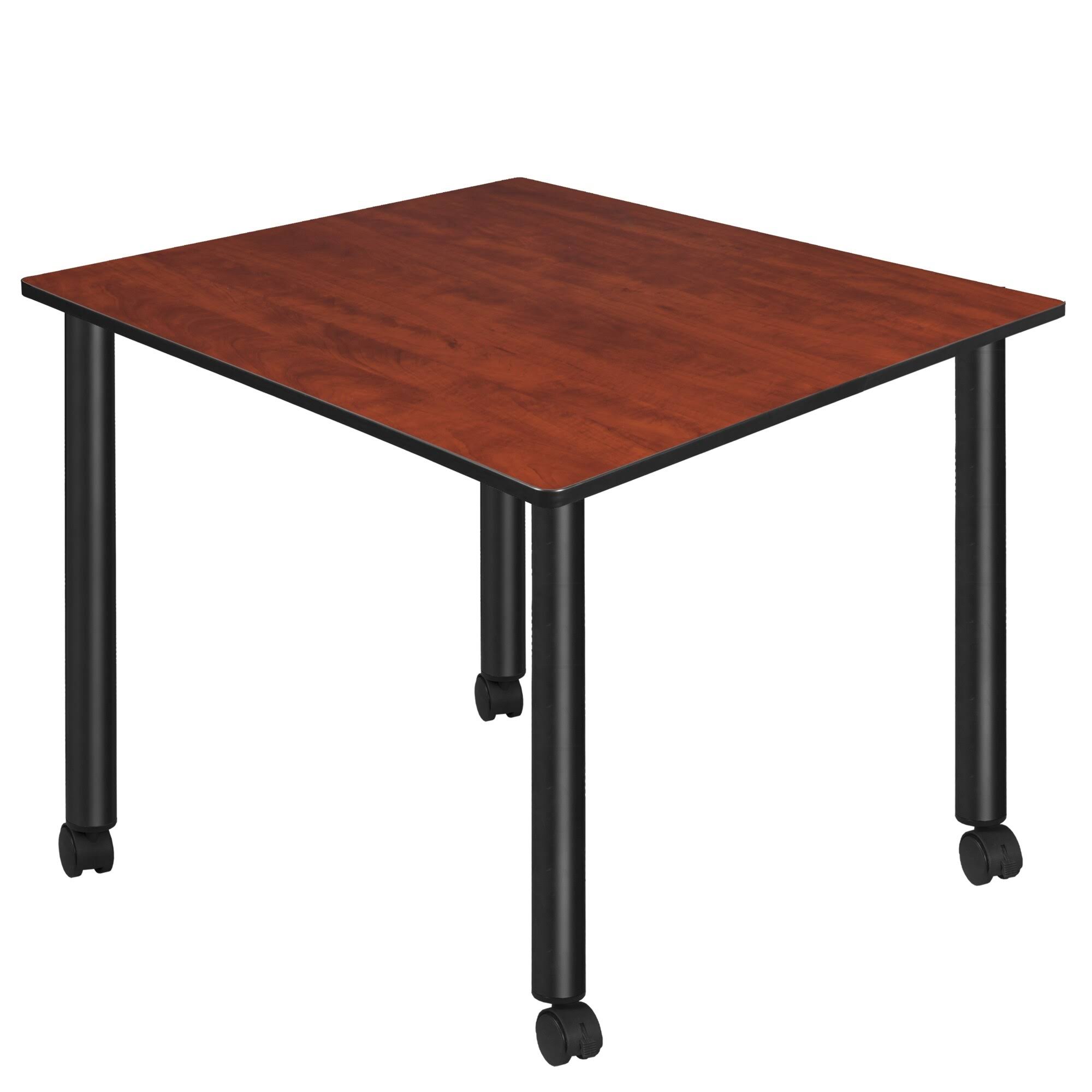 Regency Kee 48x22 Square Mobile Breakroom Table- Cherry/ Black