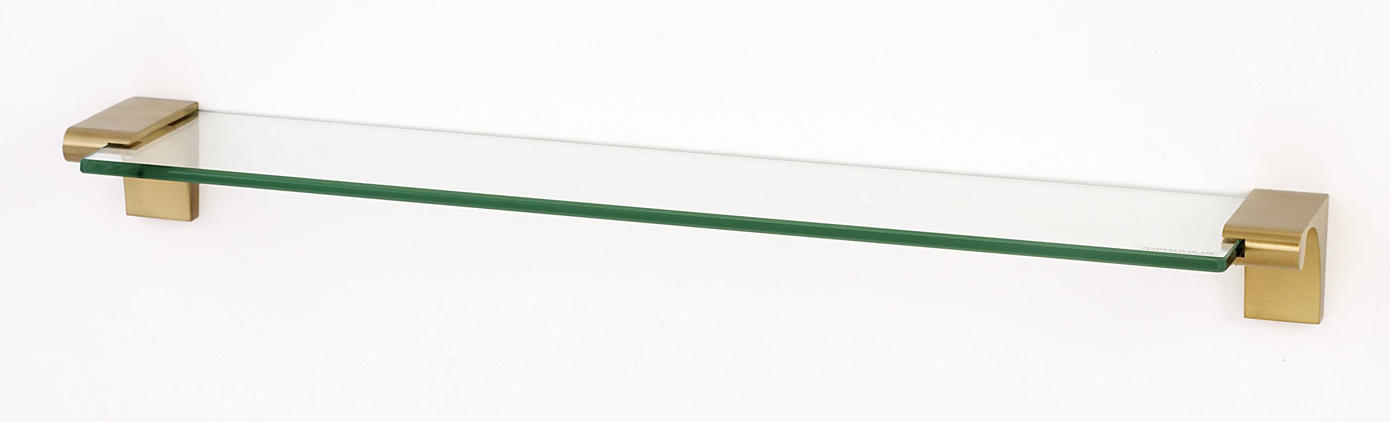 Alno Luna 24x22 Glass Shelf with Brackets Satin Brass, A6850-24-SB