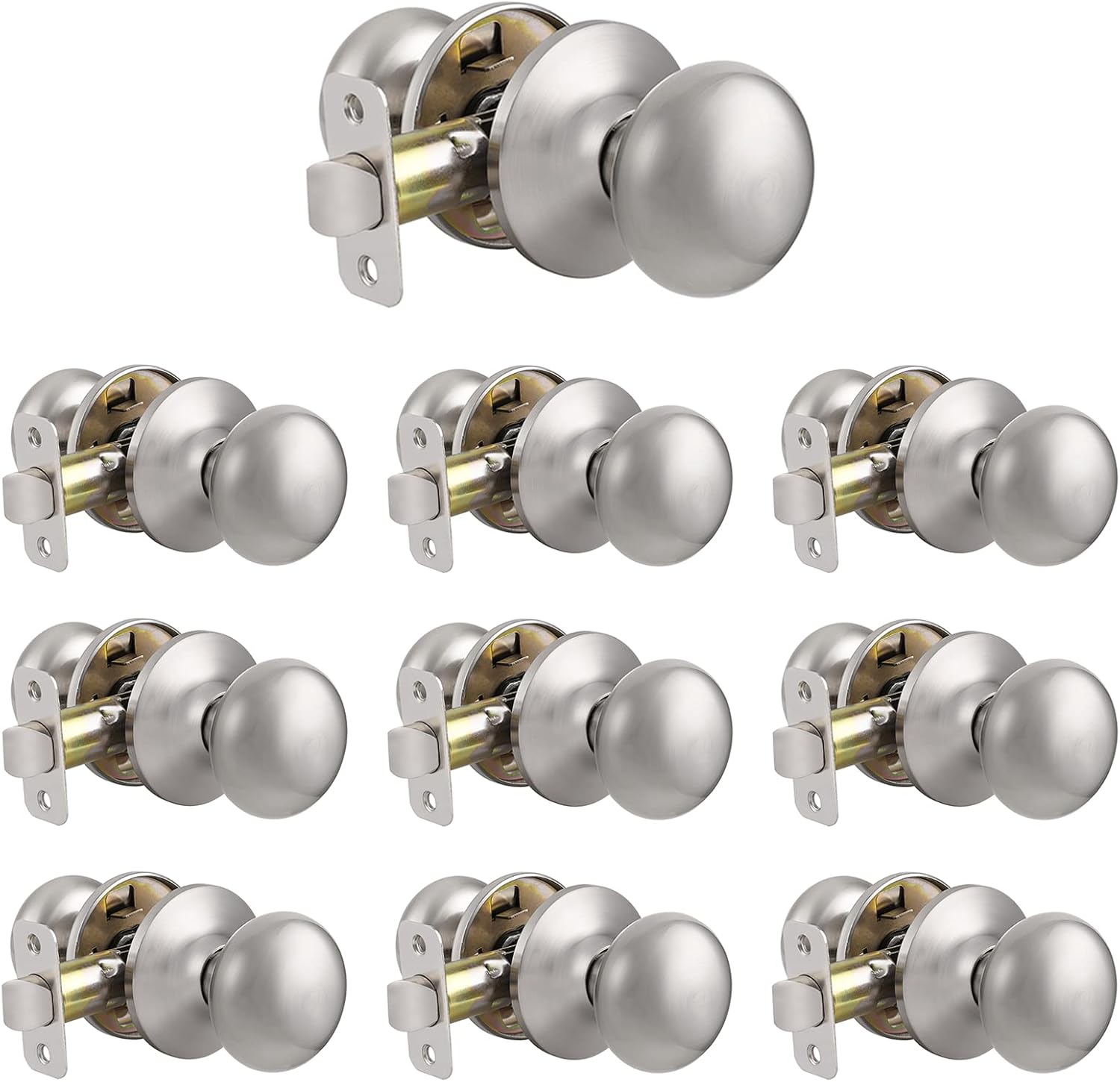 Probrico Wave Style Passage Door Levers Hall Closet Handles Keyless Interior Door Leversets in Satin Nickel, 10Pack