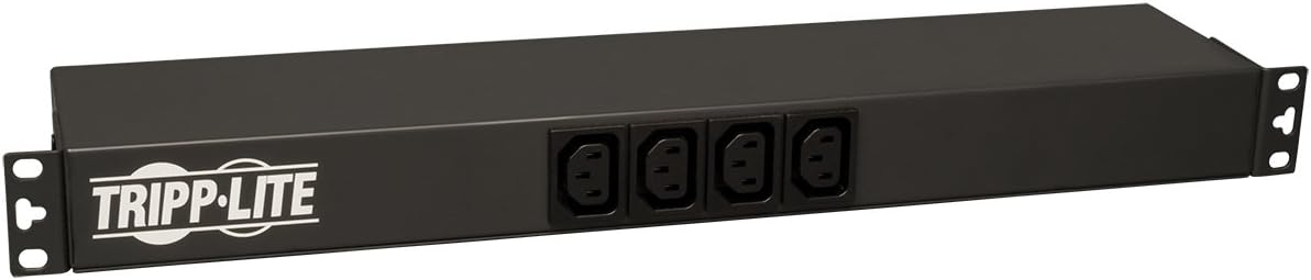 Tripp Lite Basic PDU, 14 Outlets (12 C13, 2 C19), 208/240V, NEMA L6-20P Input, 3.3/3.8kW, 15 ft. Cord, 1U Rack-Mount Single-Phase PDU (PDUH20HVL6), Black