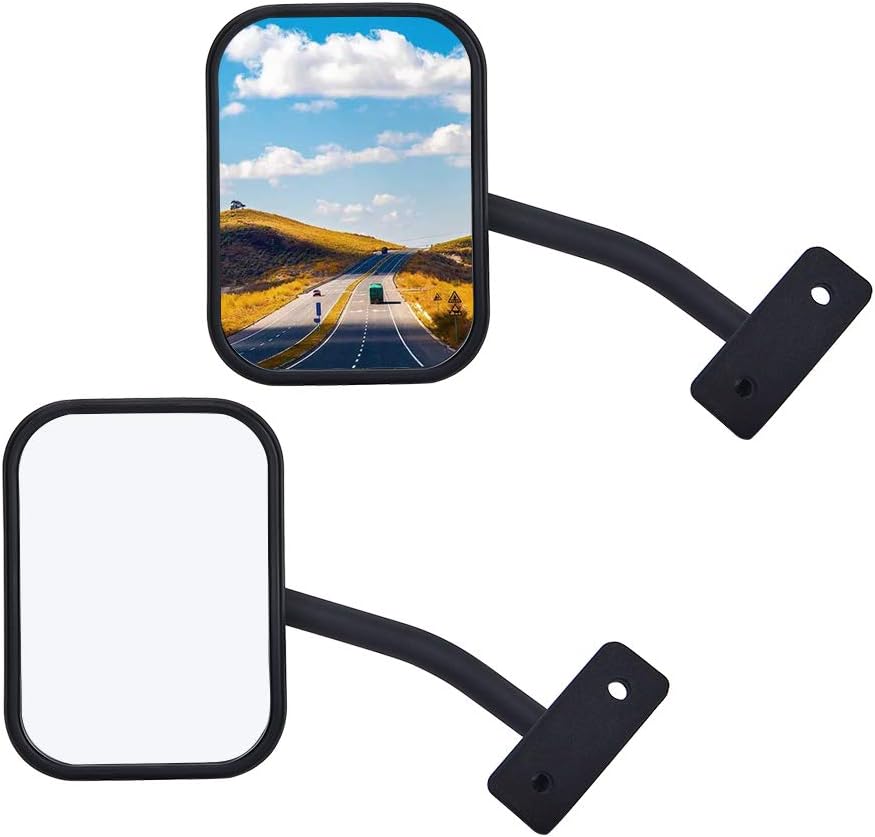 Motobiker 1 Pair Door Off Mirror for Jeep Wrangler One Pair Rectangular Mirrors fit for 1997~2006 2007~2017 Jeep Wrangler TJ Mirrors For Jeep, Textured Black (Rectangular)