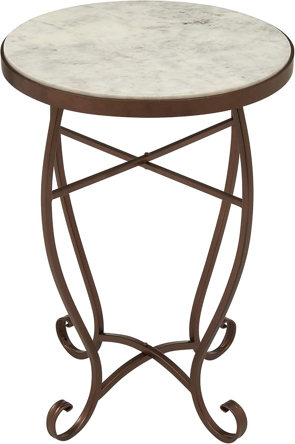 Deco 79 Metal Marble Round Accent Table, 16
