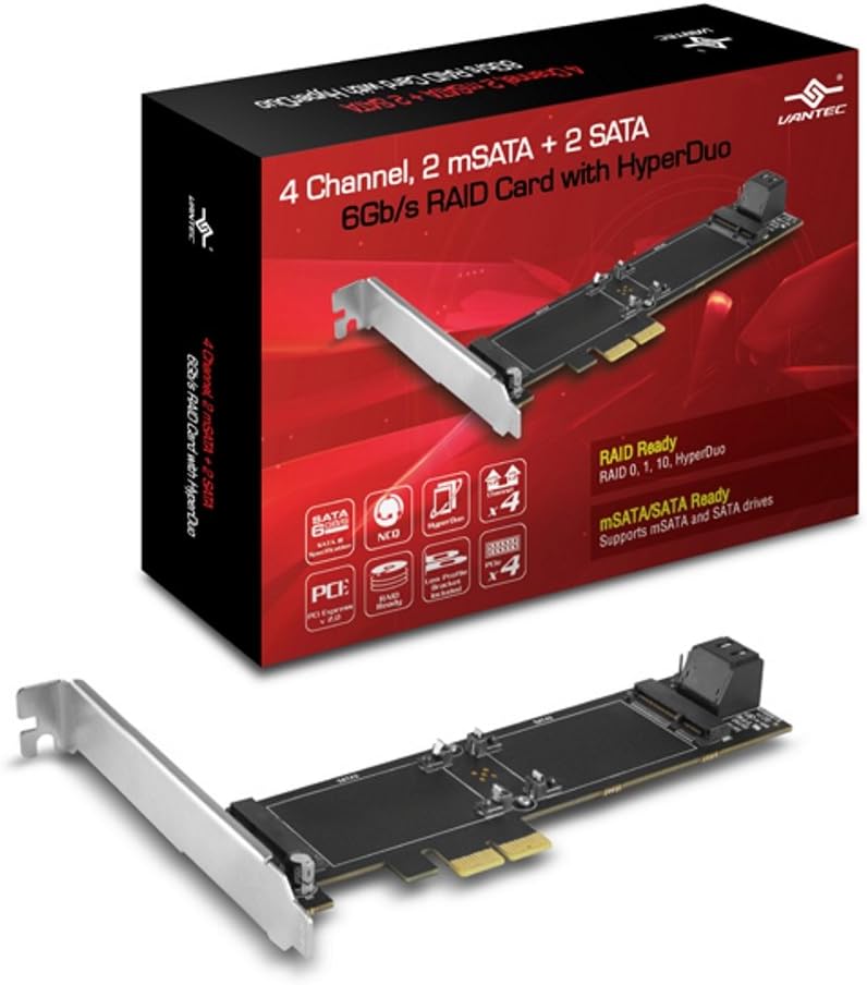 Vantec 4-Channel 6-Port SATA 6Gb/s PCIe RAID Host Card with HyperDuo Technology UGT-ST644R Pack of 2