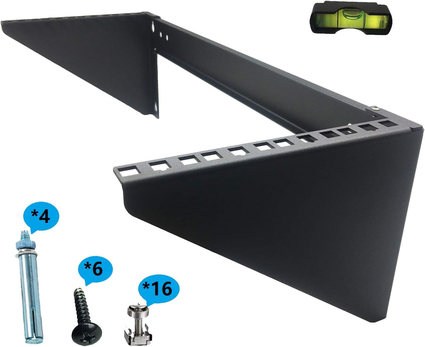 JINGCHENGMEI 4U Foldable Wall Mount Patch Panel Bracket - 19 inch 125 lb Weight Capacity Steel Vertical Mounting Bracket for Network and Data Equipment (MFT-HVWRF4U) Pack of 2