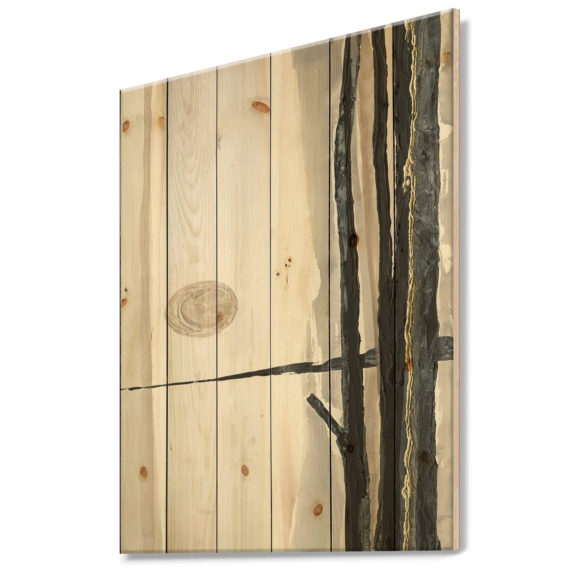 Designart &Forest Silhouette I& Modern Farmhouse Print on Natural Pine Wood - Black - 34 in. Wide x 44 in. High