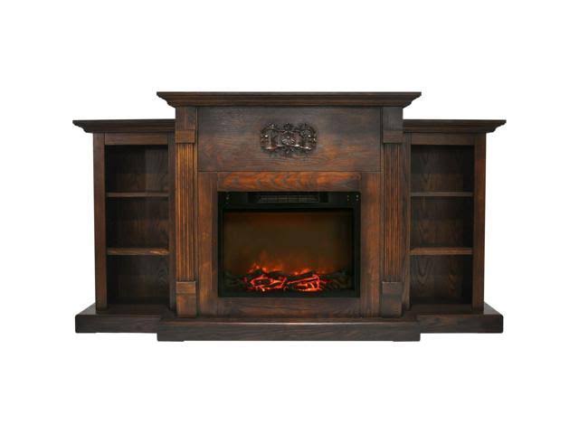 Cambridge Sanoma 72 in. Electric Fireplace in Walnut with Built-in Bookshelves and A 15...