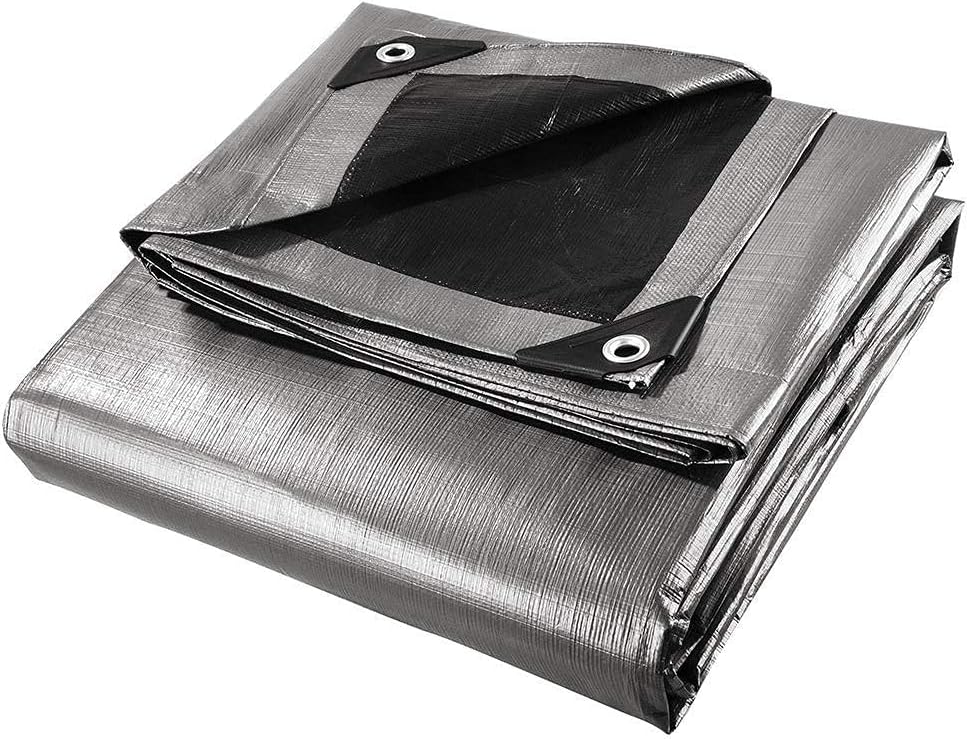 12' x 25' Heavy Duty Silver/Black Waterproof UV Blocking 10 Mil Poly Tarp