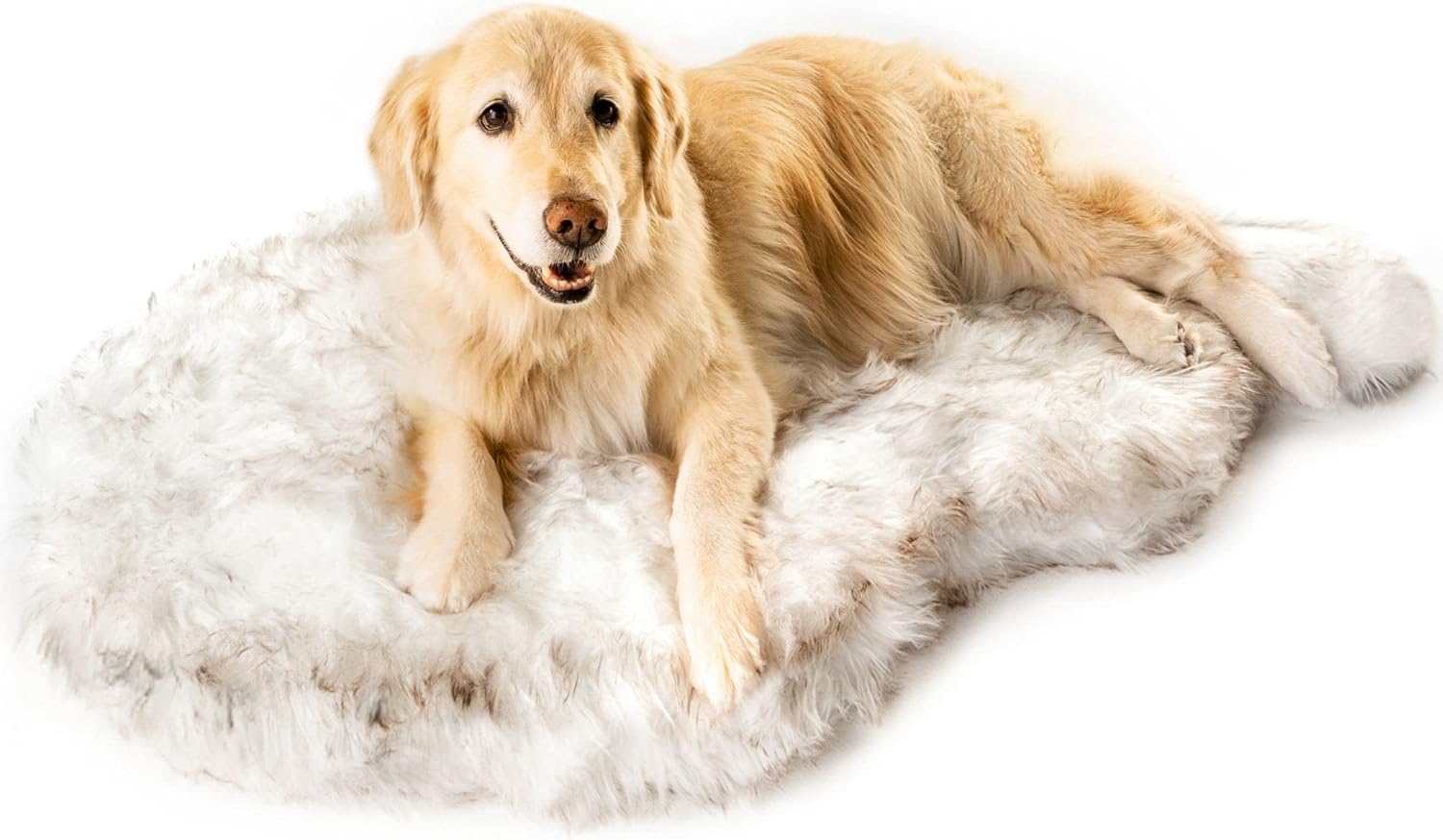 Treat A Dog Puprug Faux Fur Memory Foam Orthopedic Bed, Premium Memory Foam Base, Ultra-Soft Faux Fur Cover, Modern and Attractive Design (Small/Medium, Curve White)
