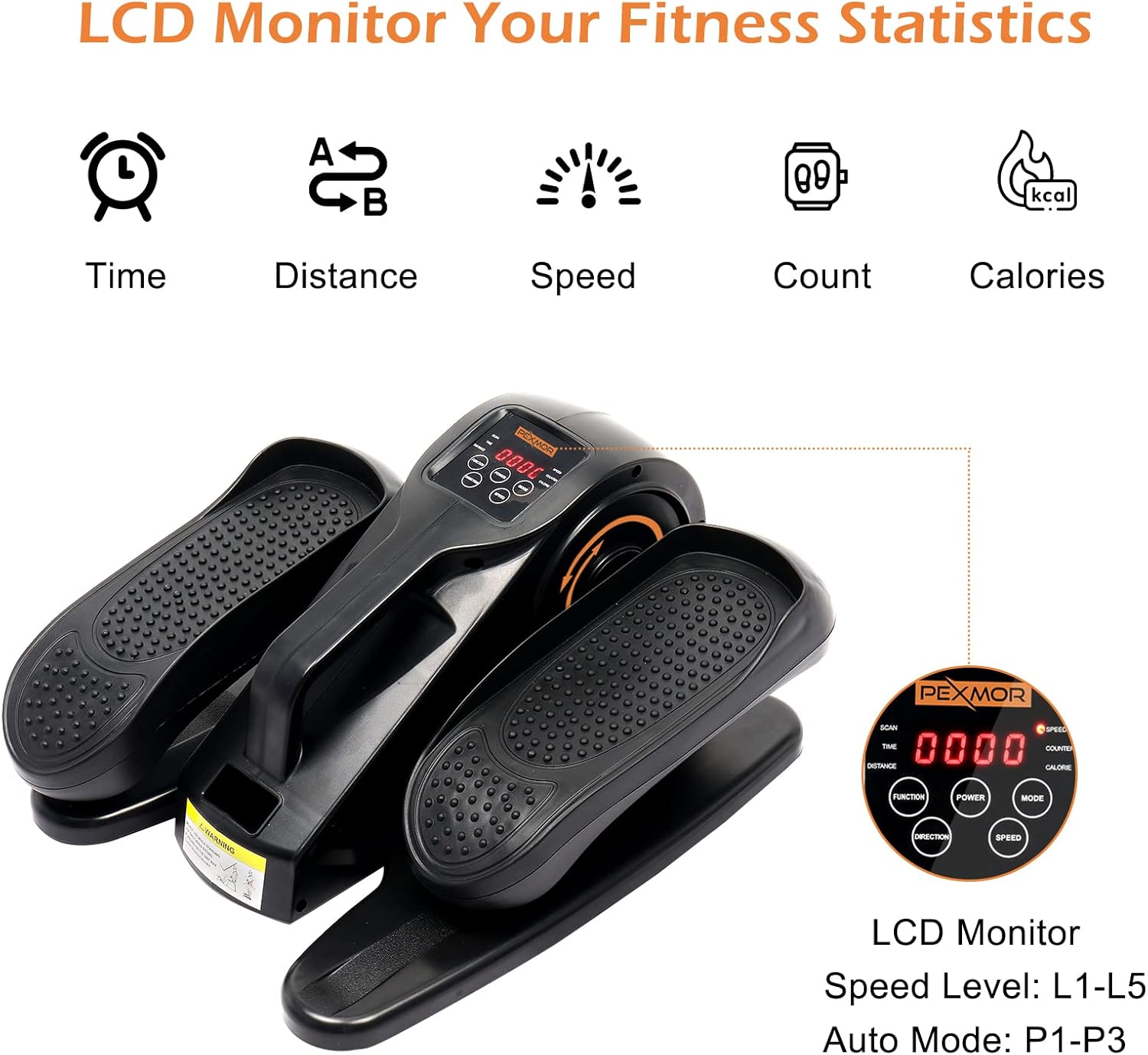 PEXMOR Under Desk Electric Elliptical Machine, Remote Control Portable Mini Elliptical Trainer Adjustable Resistance with LCD Display & Non-Slip Pedal, Pedal Elliptical Exerciser Quiet for Home Office