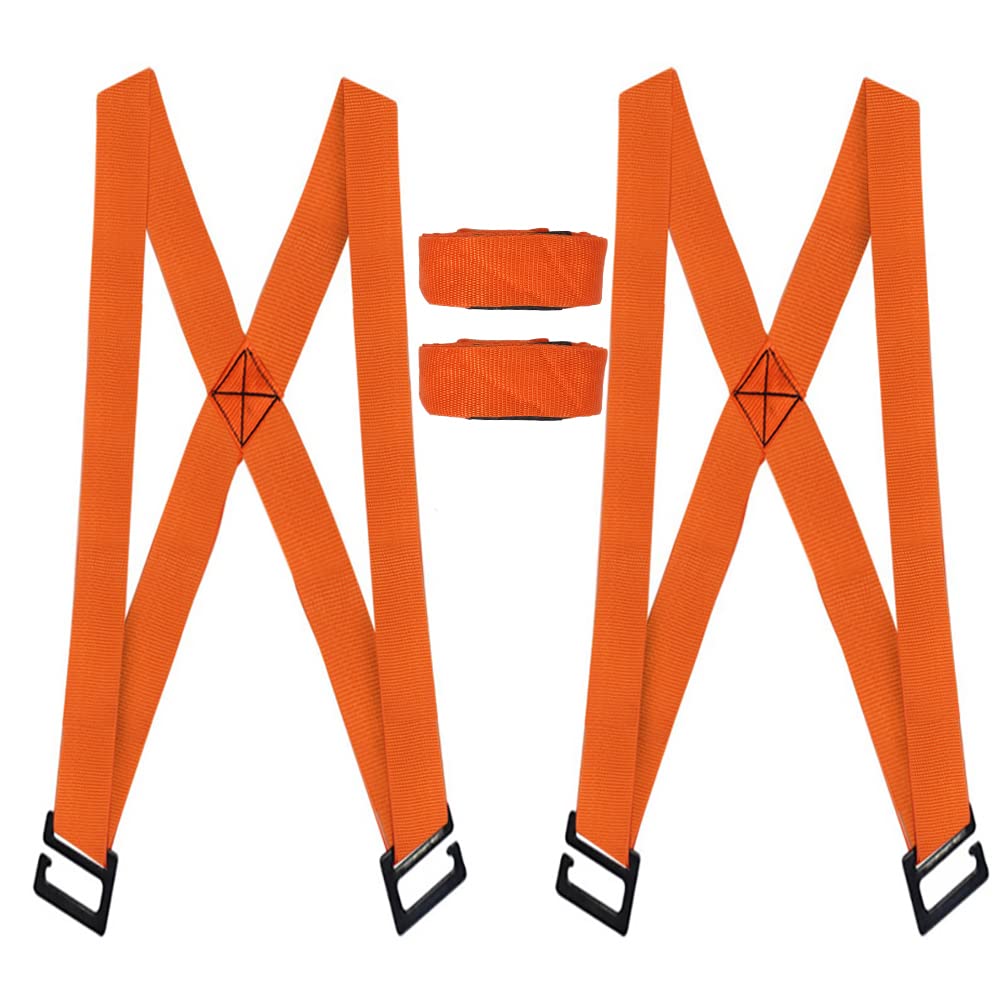 Moving Straps,2-Person Lifting and Moving System,Heavy Object Handling,Adjustable Shoulder Lifting Carrying Straps for Appliances, Furniture, Mattresses,Boxes(Orange) Pack of 2