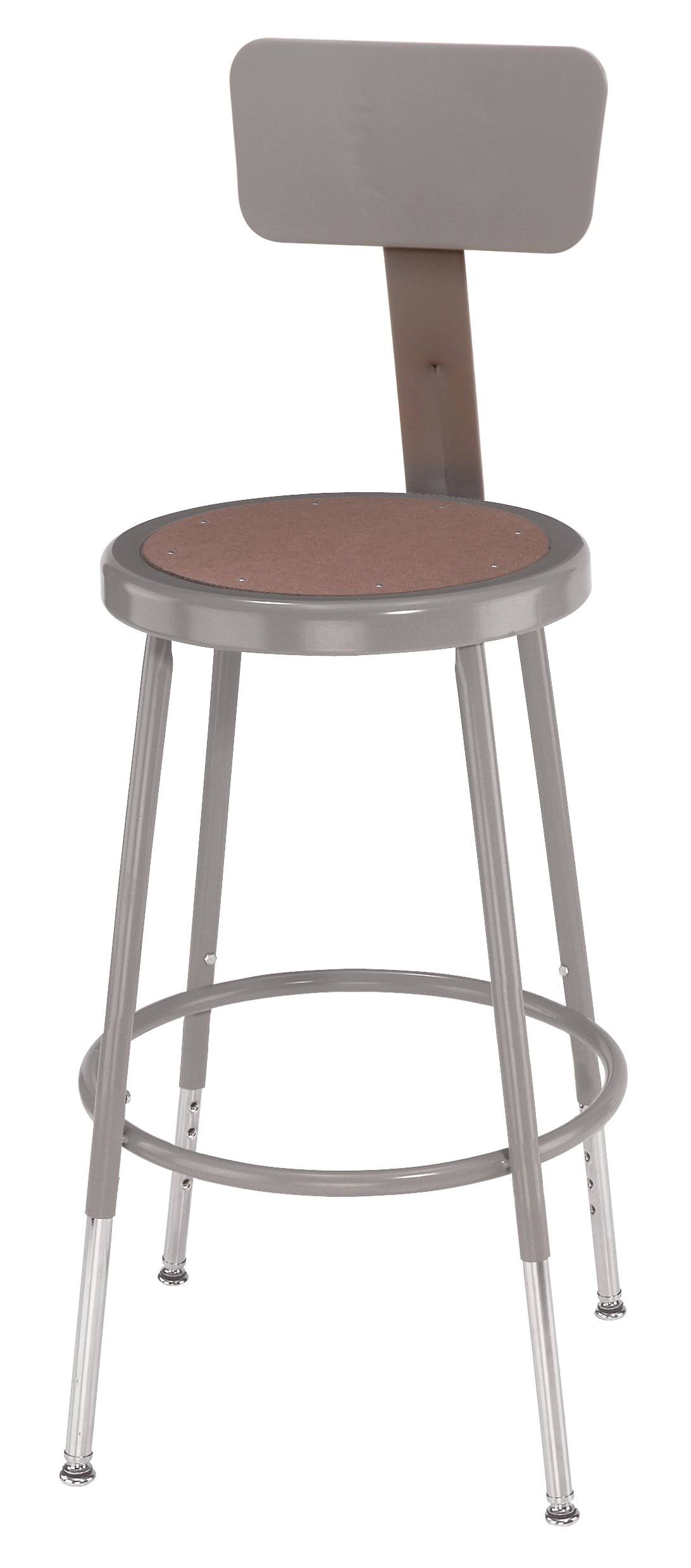 National Public Seating Height Adjustable Stool with backrest, Gray