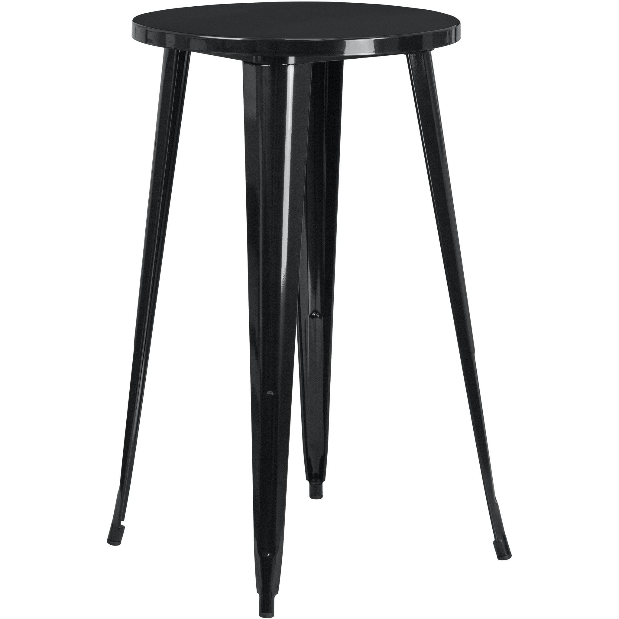 Flash Furniture 24in Round Black Metal Indoor-Outdoor Bar Height Table