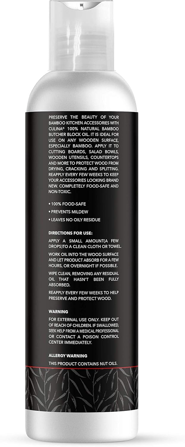 Culina Cutting Board & Butcher Block Conditioning & Finishing Oil | Mineral Oil Free |100% Plant Based & Vegan, Best for Wood & Bamboo Conditioning & Finishing, Makes Cleaning Wood Easier Pack of 2