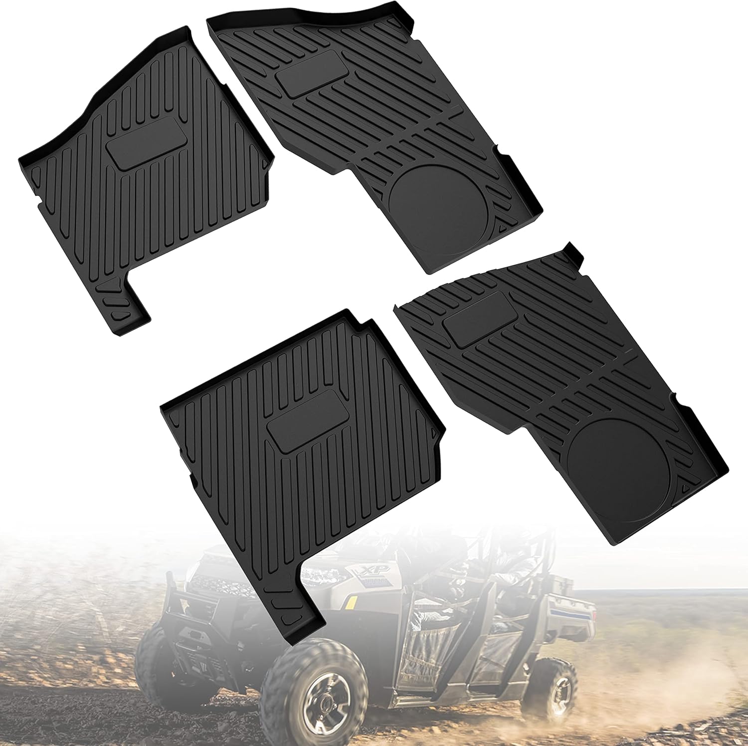 TPE Floor Mats for Ranger Crew XP 1000, LDETXY Front Row Floor Liners All Weather Protection Slush Mats for Ranger Crew XP 1000 2019-2022 Accessories (4PCS)