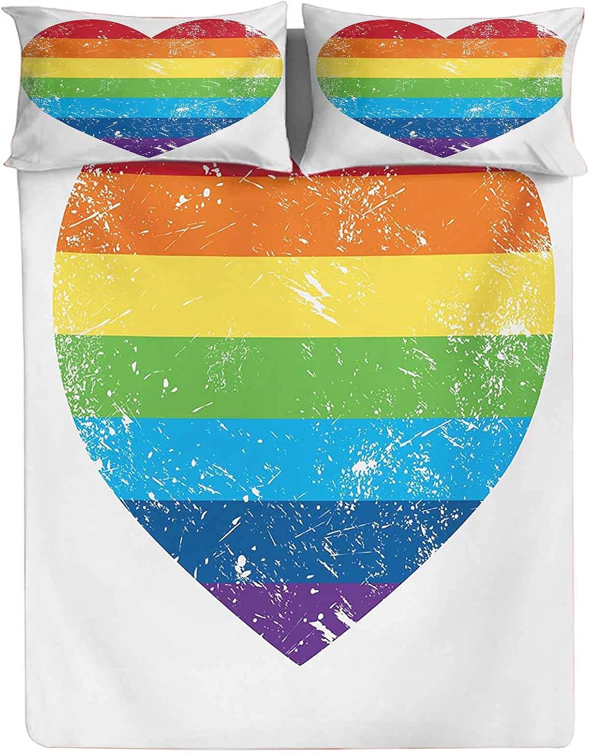 Lyzelre Fitted Sheet King Size,Cartoon Seem Party Image Balloons Boxes Clouds Cake Celebration Image Print Decorative Printed 2 Piece Bedding Decor Set,Elasticized Deep Pocket Fits All Mattresses Pack of 2