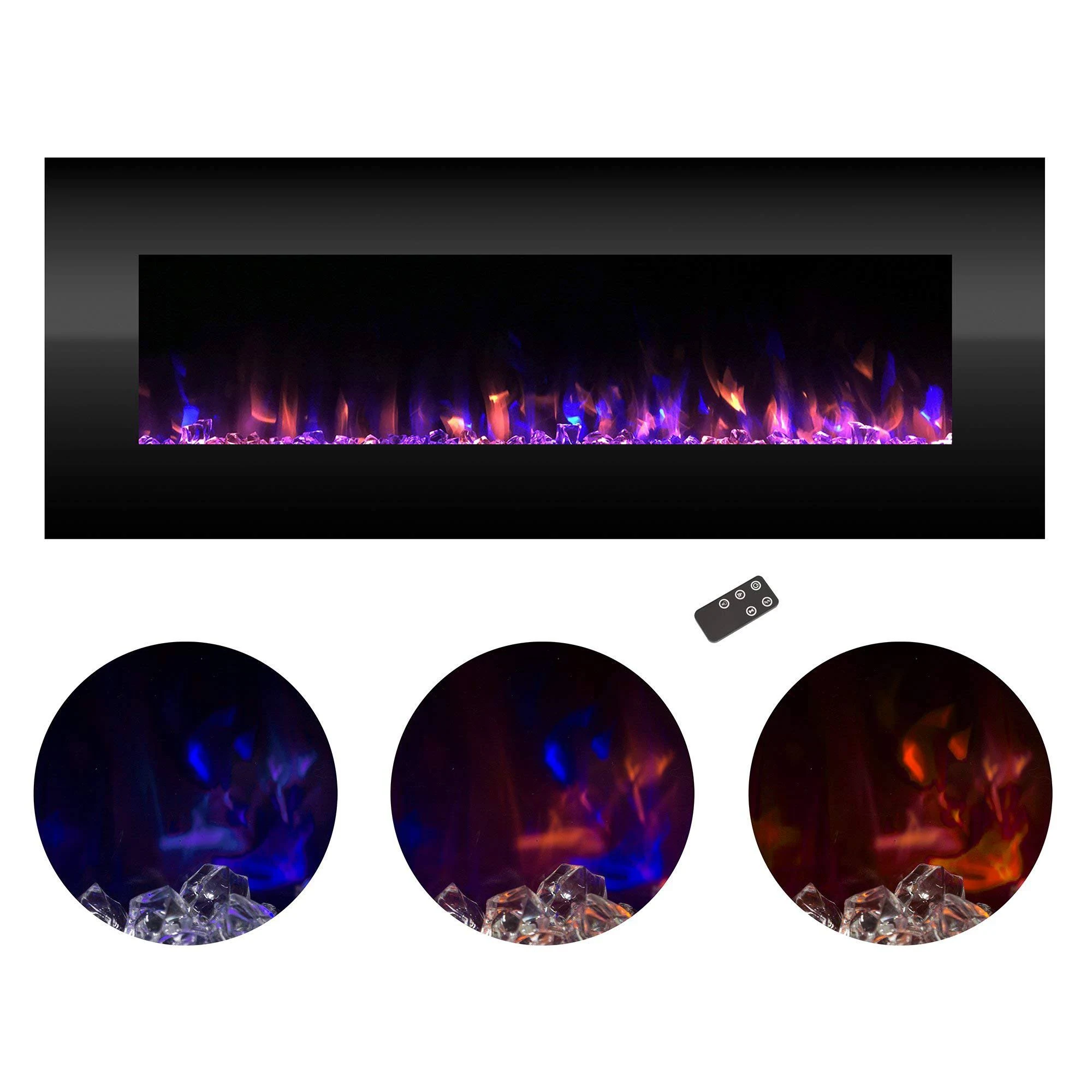 Electric No Heat Decorative Fireplace Color Changing LED Flames Wall