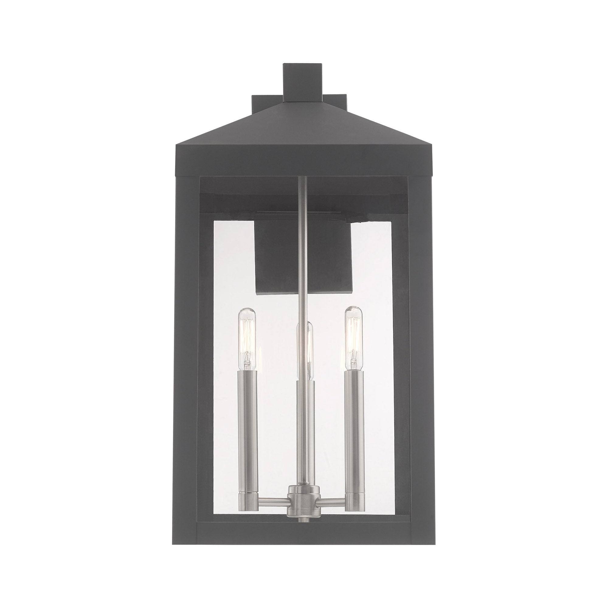 Livex Lighting 20585-76 Nyack 3 Light Scandinavian Gray Outdoor Wall Lantern