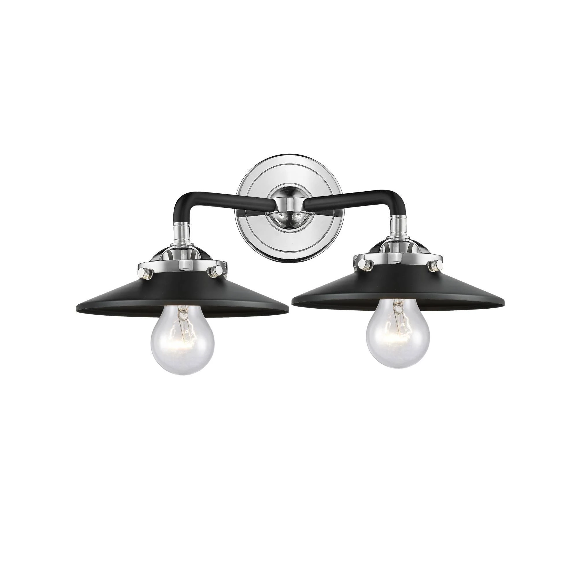 Innovations 284-2W-BPN-M6-BK-LED Nouveau Railroad 2 Light Bath Vanity Light in Black / Polished Nickel