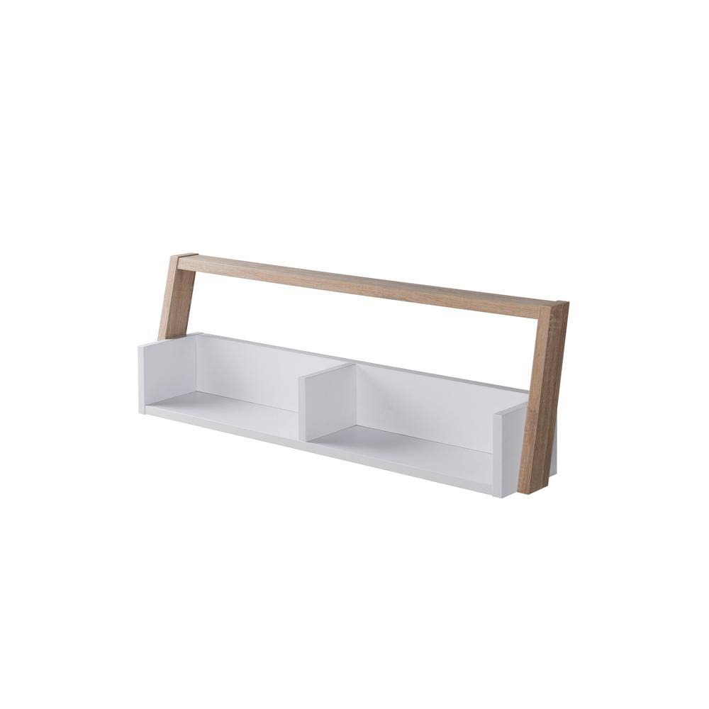 Furniture of America Addis 16.75 in. H Beige MDF Wood 2-Shelf Floating Accent Bookcase with 2-Tone