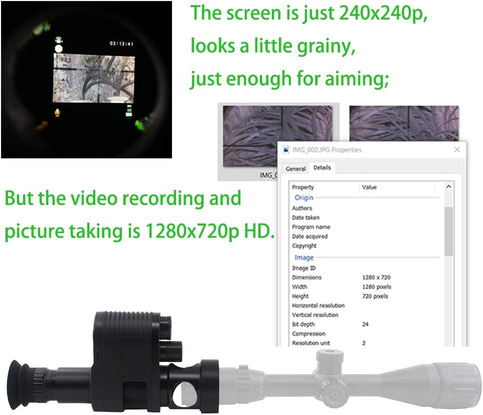 Megaorei 3 A 720p HD Hunting Night Vision Scope Camcorder Monocular Clip on Attachment with Built-in 850nm Infrared IR Flashlight (Without TF Card and Battery)