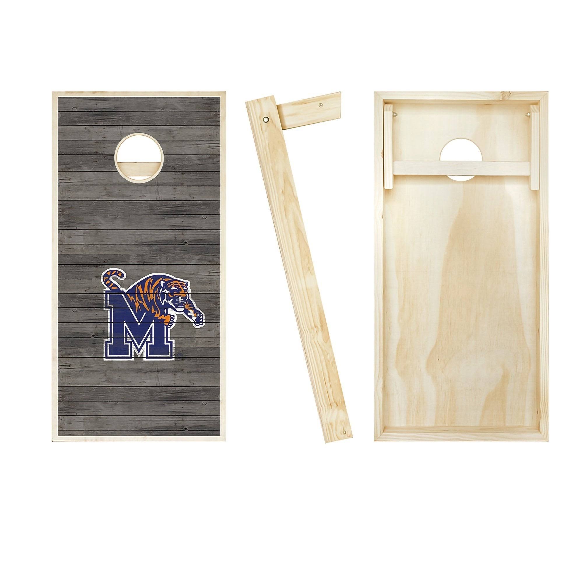 Memphis Tigers Distressed Cornhole Board Set - Includes (8) Team Logo Bags + Optional Accessories No Accessories