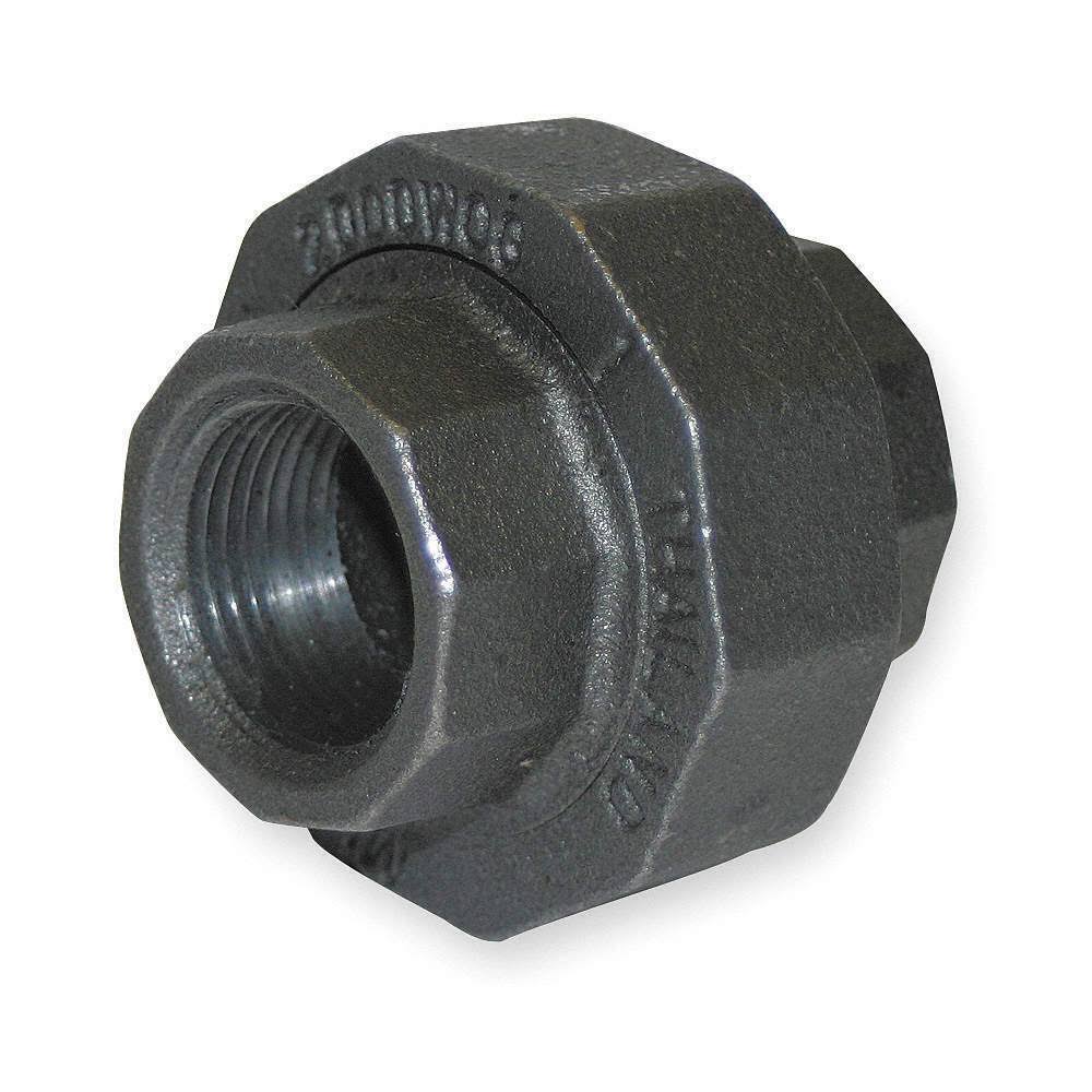 Zoro Select 1LCA9 1-1/2x22 FNPT Black Malleable Iron Union