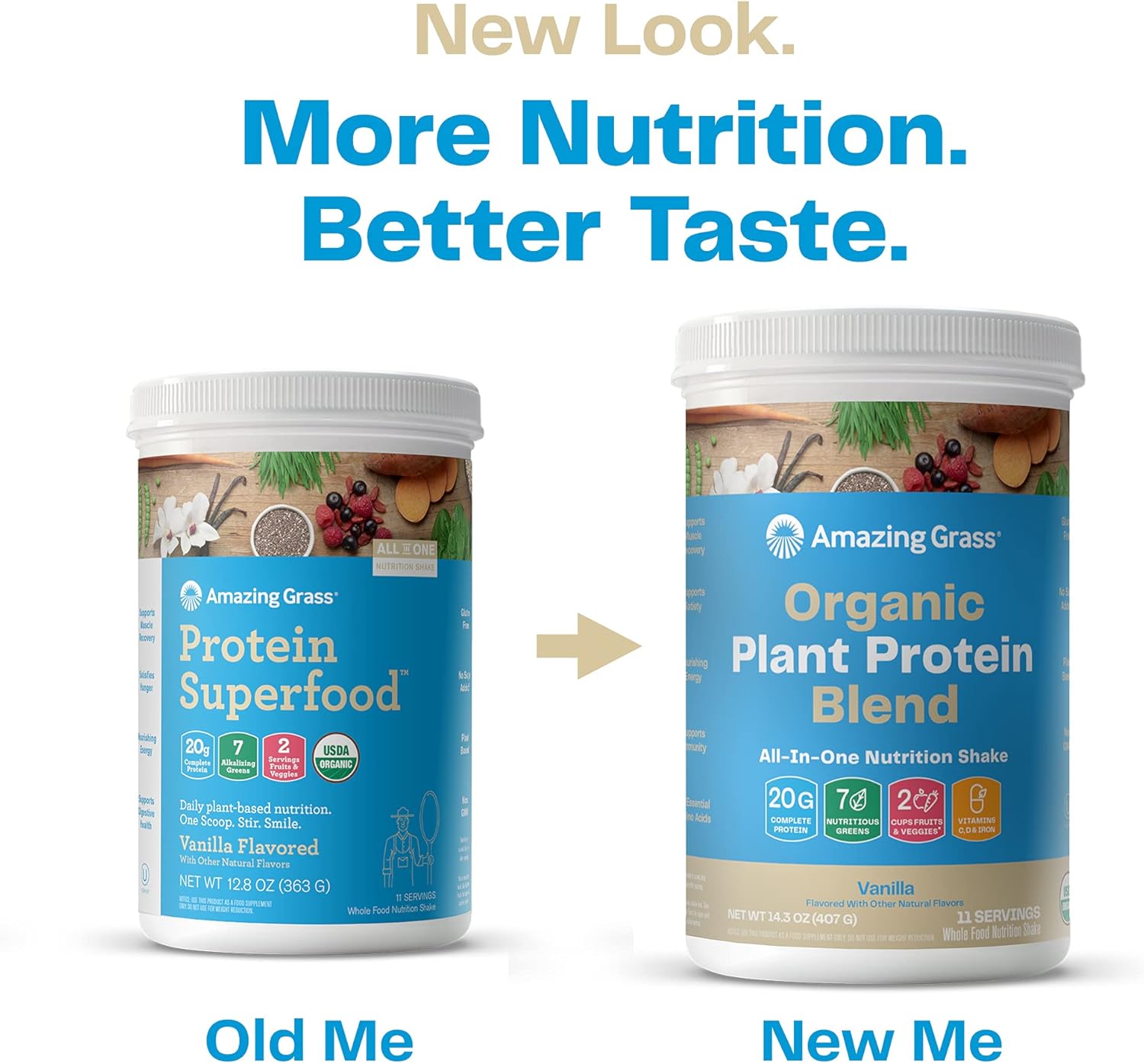 Amazing Grass Organic Plant Protein Blend: Vegan Protein Powder, All-In-One Nutrition Shake with Beet Root, Pure Vanilla, 20 Servings Pack of 2