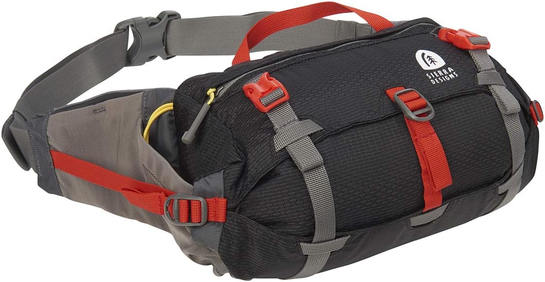 Sierra Designs Flex Lumbar Waist Pack, Hiking Waist Bag with Water Bottle Holder, Adjustable Volume, and More