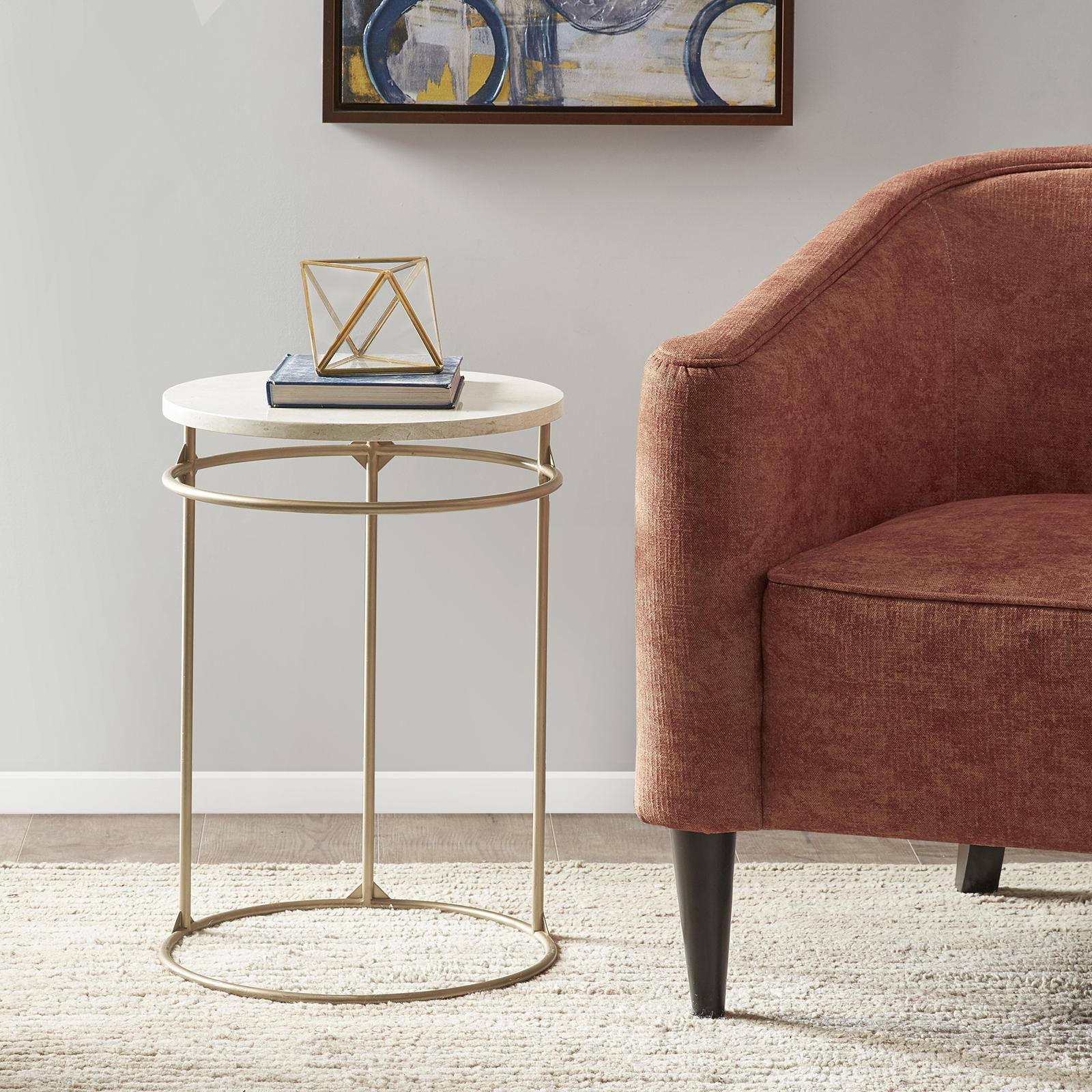 Madison Park Abbot Cream/Gold Accent Table