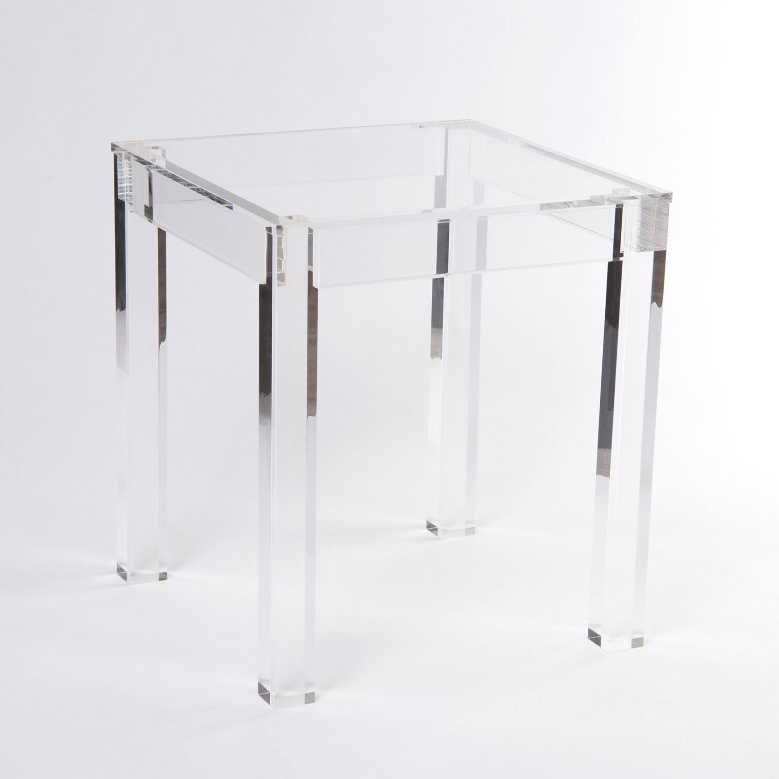 Best Home Fashion Clear Acrylic Square Leg Side End Table