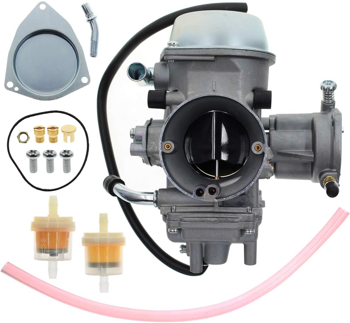 MOTOALL Carburetor for Yamaha RHINO 660 YFM660 YXR660FA YXR660FSE YXR660FH YXR660 Hunter UTV ATV 2004 2005 2006 2007 Replace OEM part number 5KM-14901-00-00 2Pcs New Main jets & 2Pcs Fuel Filters