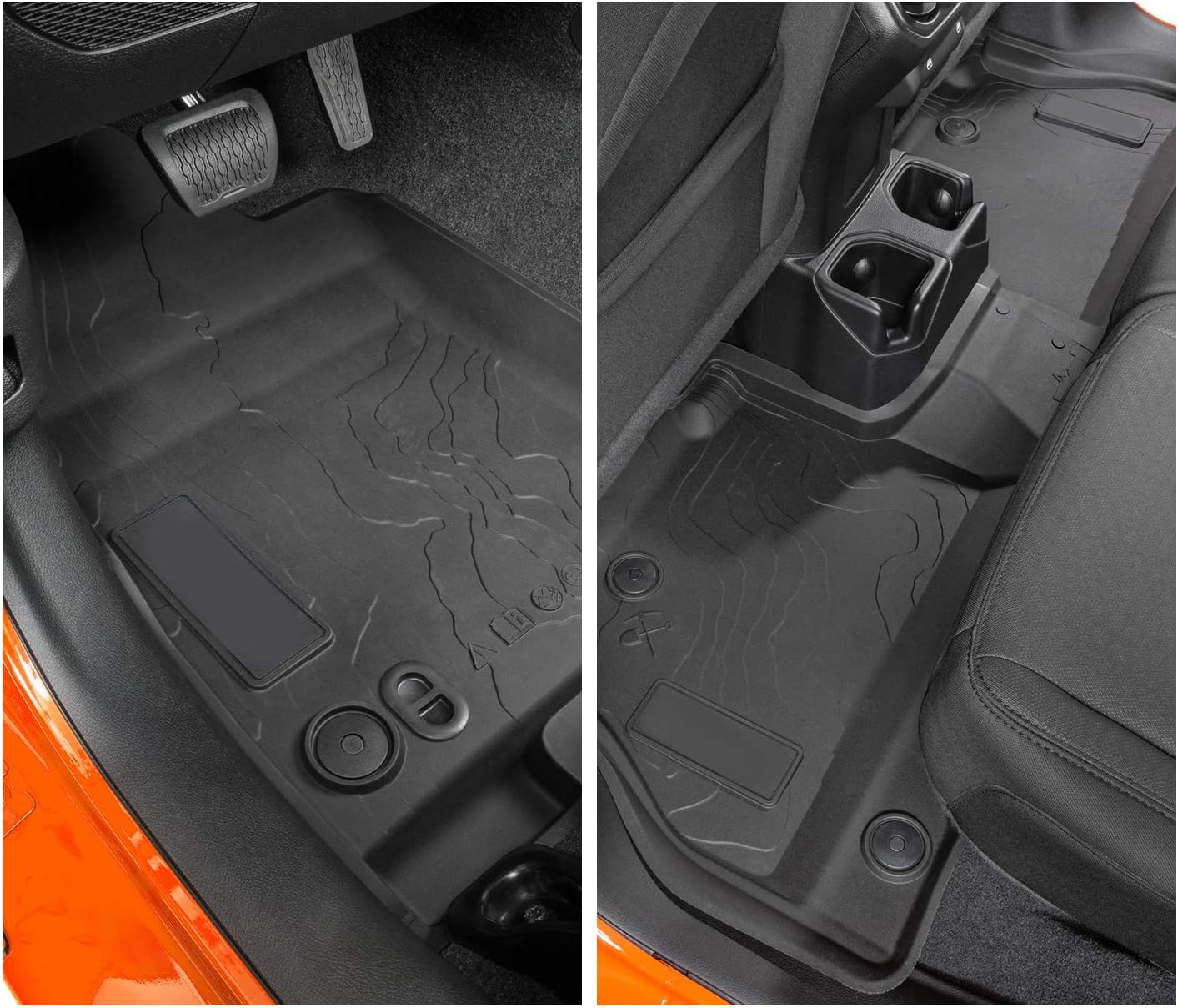 A&UTV PRO Gladiator All Weather Floor Mats, Compatible for 2020 2021 2022 Jeep Gladiator JT 4 Door, TPE Material Front & Rear Floor Liners 2 Row, with Drain Plugs, Replace OEM #82215626AB Accessories