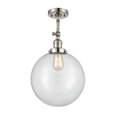 Ciacchi 1-Light 12x22 Semi Flush Mount Red Barrel Studio Fixture Finish: Polished Nickel, Shade Color: Clear, Bulb Type: Incande