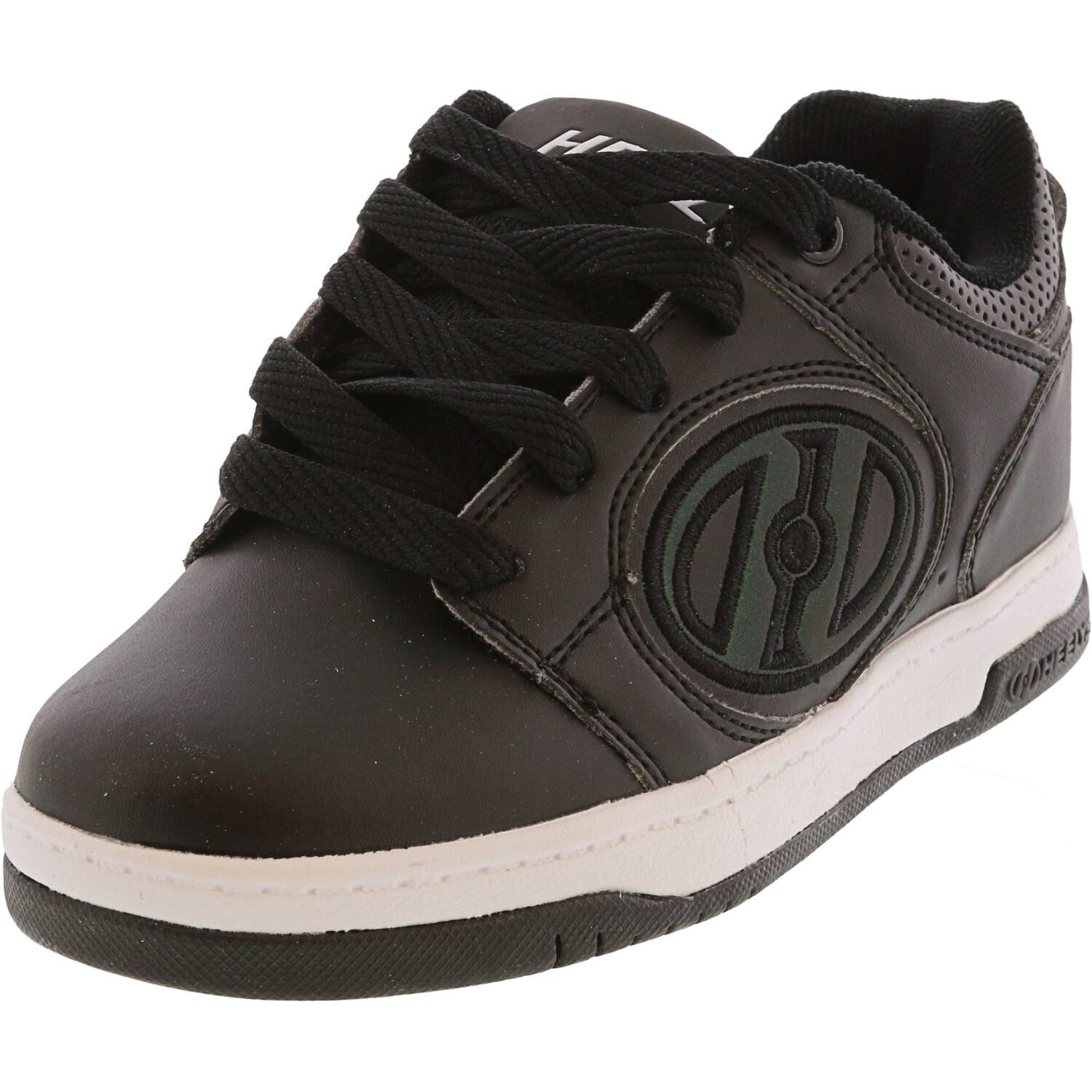 Heelys Unisex Voyager Tennis Shoe, Kids, Black Reflective/Black, 4 Big Kid
