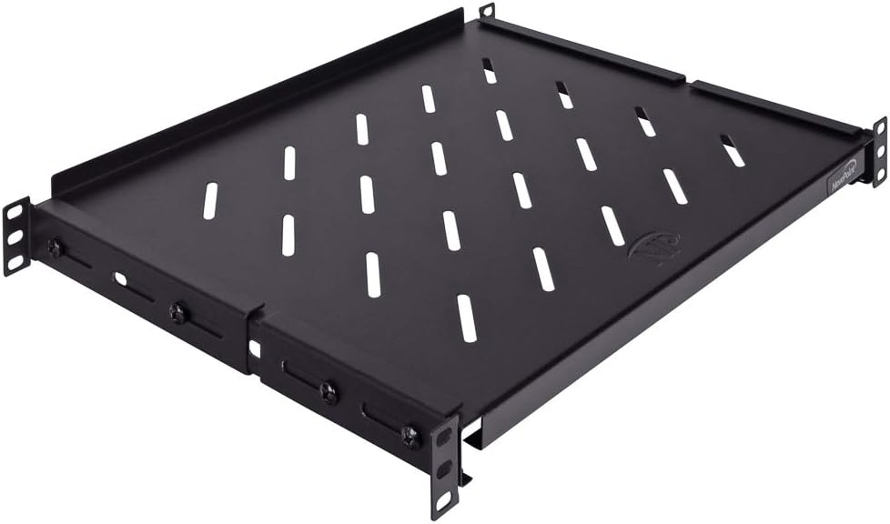 NavePoint Fixed Rack Vented Server Shelf 1U 19 Inch 4 Post Rack Mount Adjustable from 13-21 Inches Pack of 2