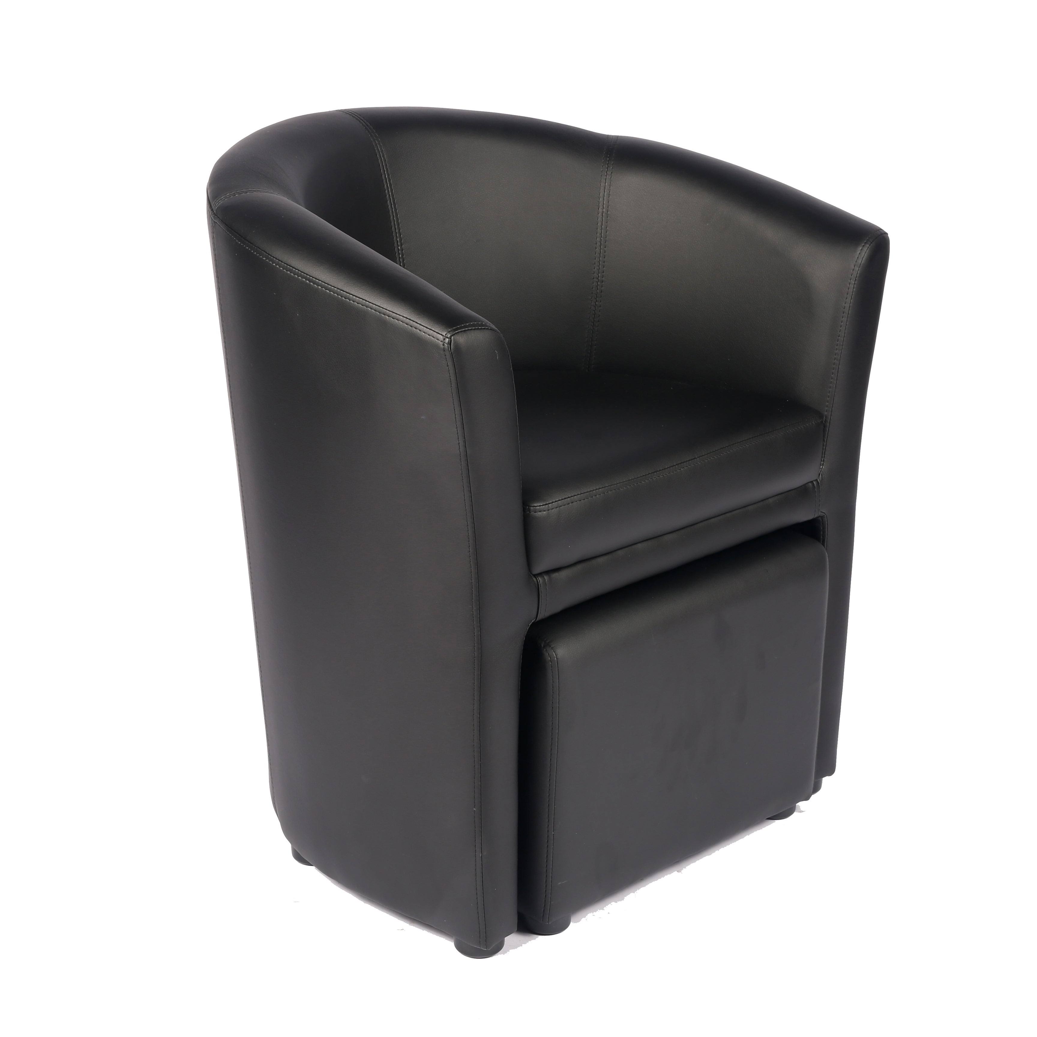 Carson Carrington Junkboda Accent Club Chair with Foot Stool - Black